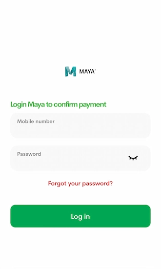 💥Step 3: Log in to your Maya account to make the transfer.