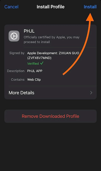 💥Step 4: Open the app profile & Tap “Install”. 